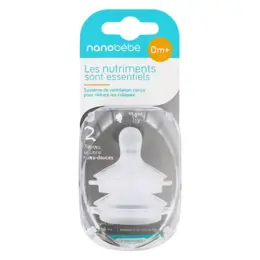 Béaba Nanobébé Tétine Silicone Débit Lent +0m Lot de 2