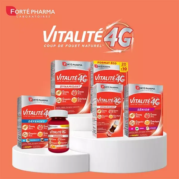 Forté Pharma Vitalité 4G Dynamisant Coup de fouet naturel Vitamine C 20 ampoules