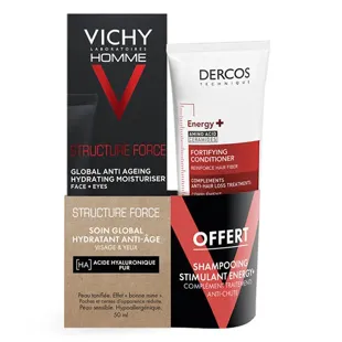 Vichy Homme Trattamento Idratante Anti-Età per Uomo 50 ml + Shampoo Stimolante Anti-Caduta da 50 ml in omaggio