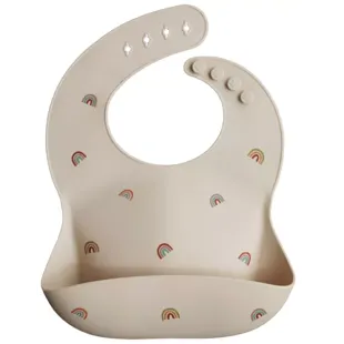 Mushie Babero Silicona Print Arcoíris