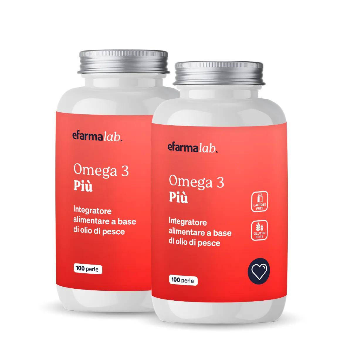 eFarmaLab Omega 3 Più Integratore Olio di Pesce Offerta BIPACCO 2X100 Perle