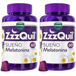 ZzzQuil Sommeil Mélatonine 1 mg Sommeil Fruits des bois 2x60 Gummies
