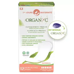 Organyc Maternité Serviette Premiers Jours Coton Bio 12 unités