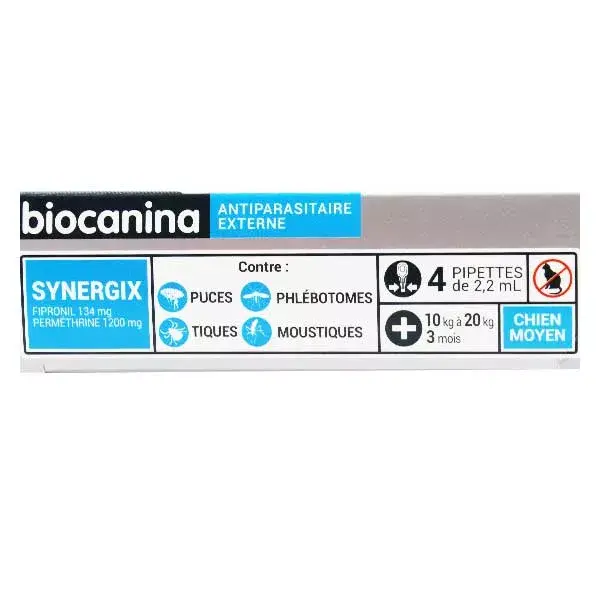 Biocanina Synergix Moyen Chien 10 à 20kg 4 Pipettes