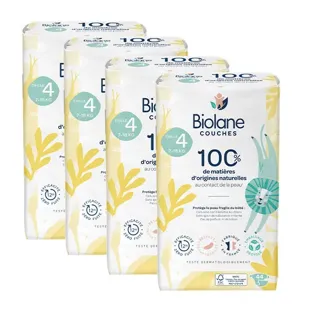 Biolane - Pannolini naturali taglia 4 - Ultra assorbenti, anti-perdite - Confezione da 4 x 44 unità