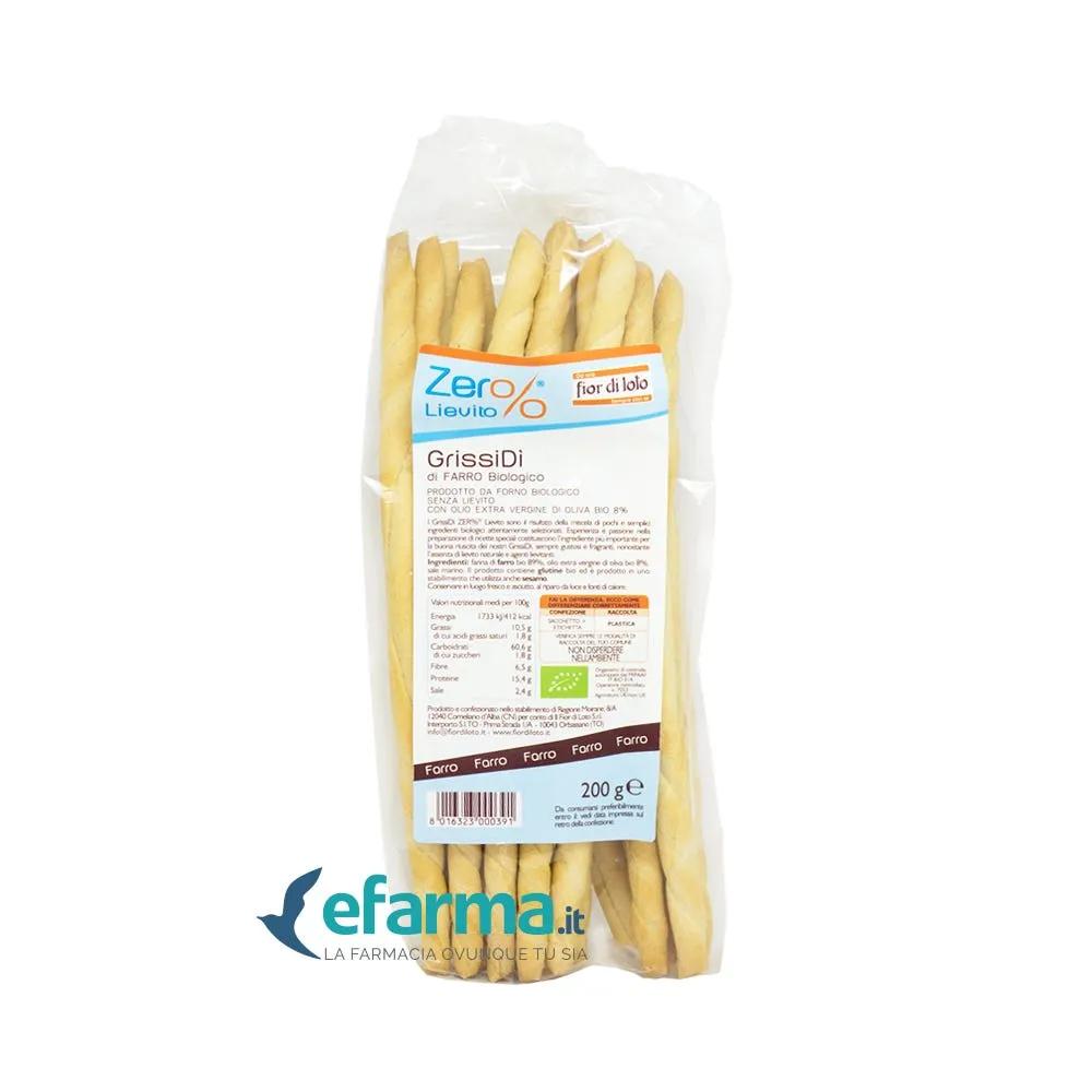 Fior Di Loto Zero% Lievito Grissidì Farro Bio Grissini Artigianali200 g