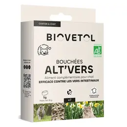 Biovetol - Alimentaire Bien-Être - Bouhées Alt'vers Petit Chat Bio - 7 bouchées