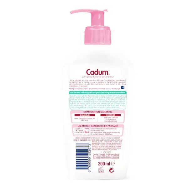 Cadum Intime Soothing Cleansing Gel Aloe Vera and Sweet Almond Oil 200ml
