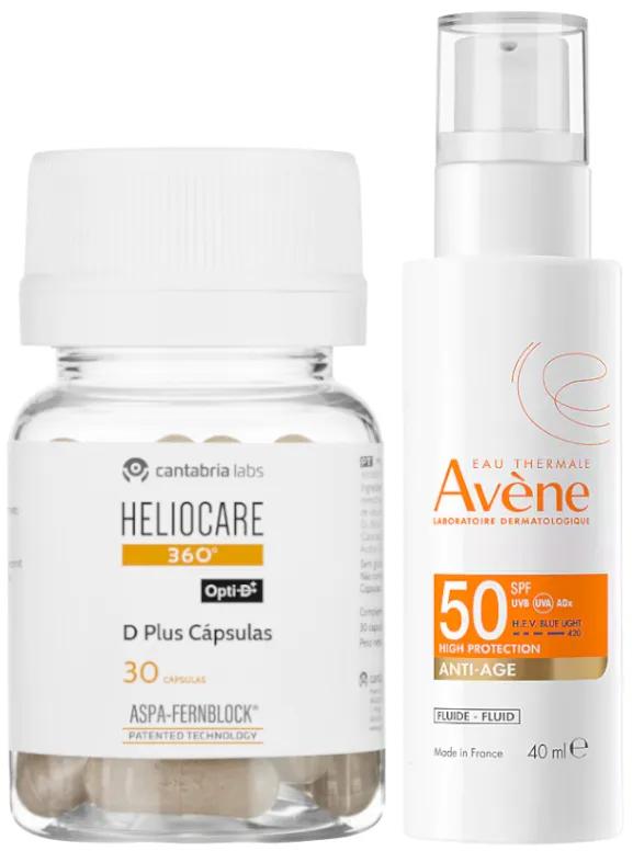 Heliocare 360 D Plus 30 capsules + Avène Fluide Anti-Âge SPF50 40 ml