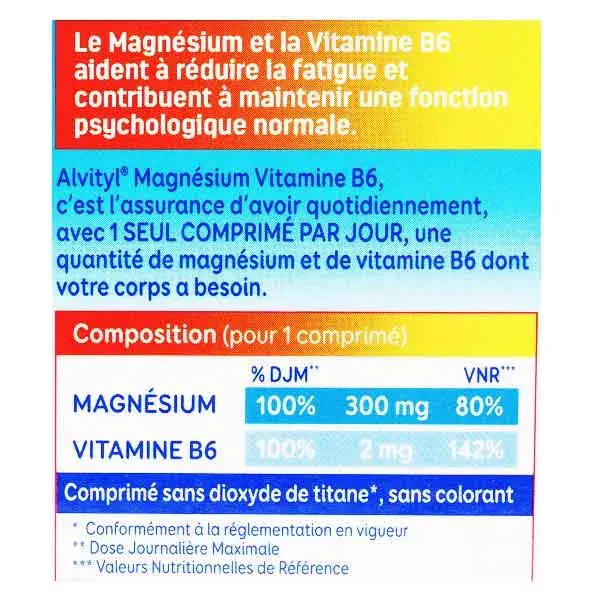 Alvityl Magnésium Vitamine B6 Libération prolongée dès 12 ans 2x45 comprimés