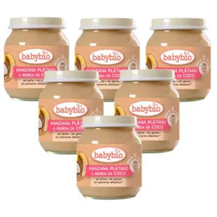 BabyBio Jar Apple, Banana and Coconut +6m 6x130 gr