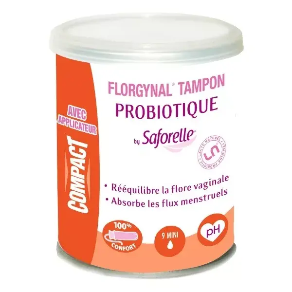 Saforelle Protections Tampon Florgynal Probiotique Mini Avec Applicateur 9 unités