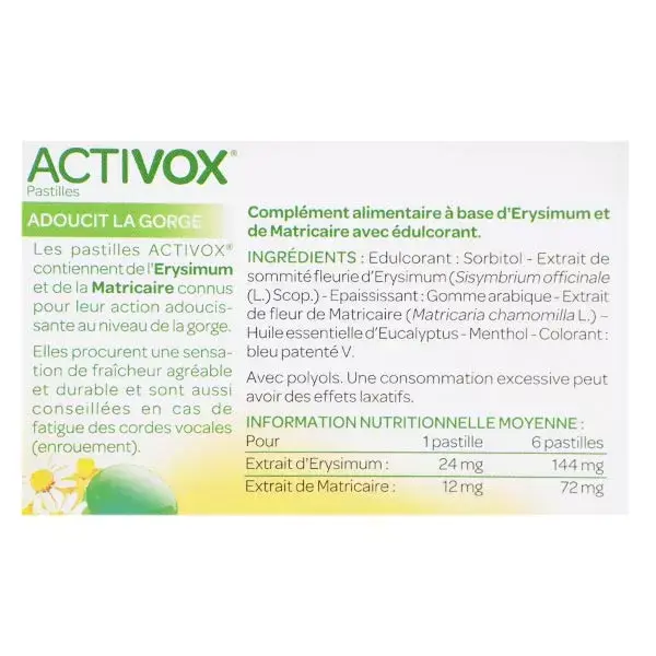 Arkopharma Activox Adoucit La Gorge Menthe Eucalyptus 24 pastilles