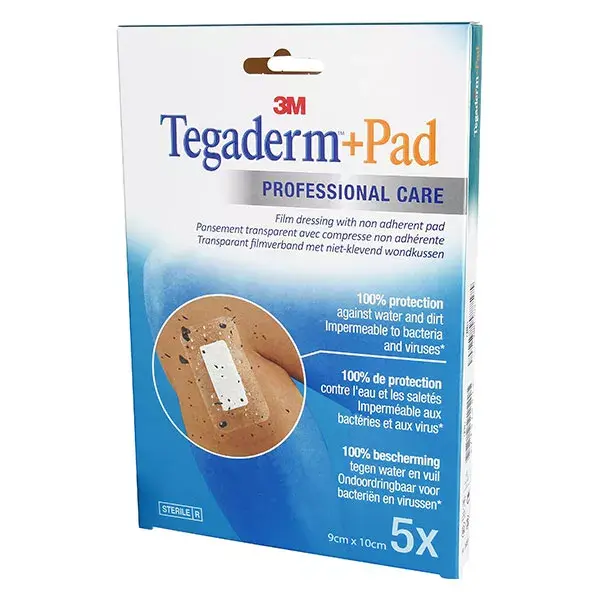 3M Tegaderm + Pad Pansement Transparent Stérile 9cm x 10cm 5 unités