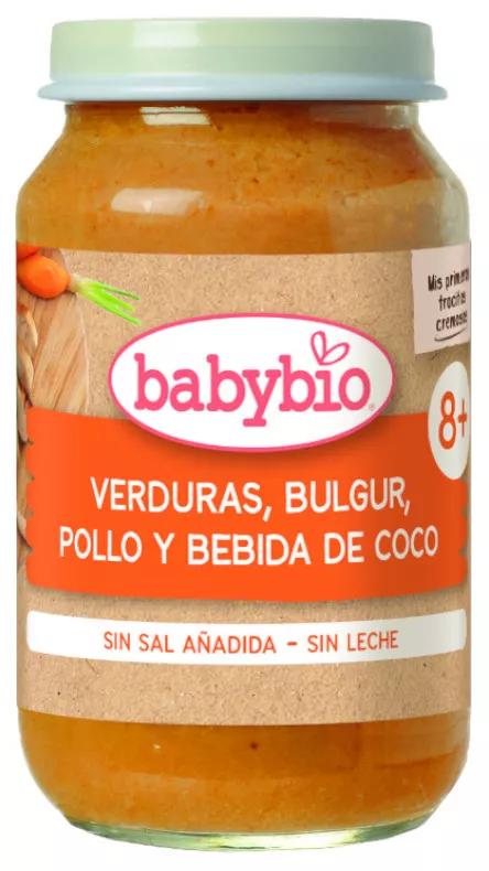 Babybio Pot Mes Premiers Morceaux de Légumes Boulgour Poulet et Boisson Coco +8m 200 gr