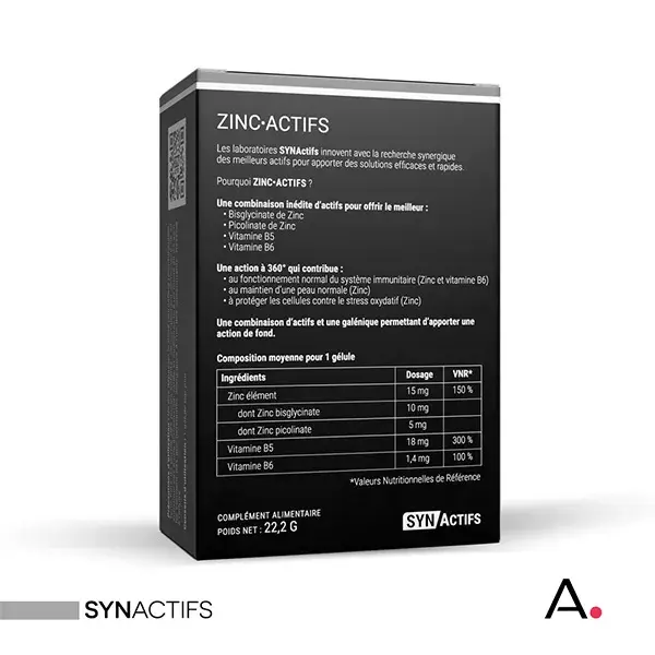 Aragan - Synactifs - Zincactifs® - Immunité & Peau - Zinc - 60 gélules