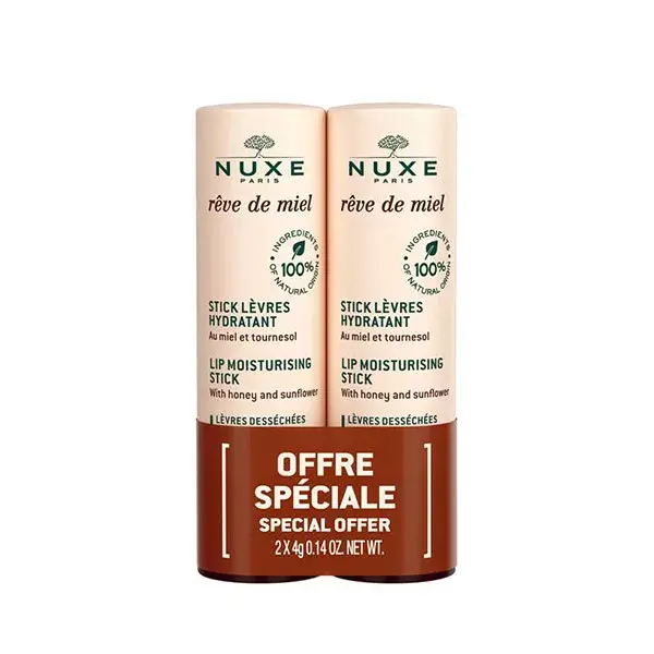 Nuxe Rêve de Miel Stick Lèvres Hydratant Lot de 2 x 4g 