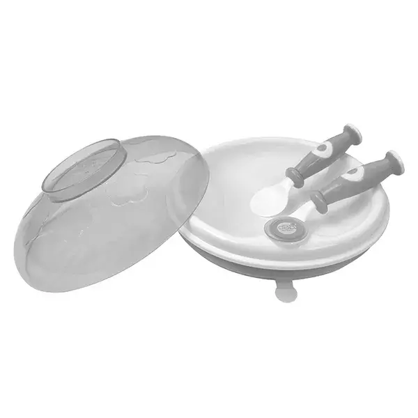 dBb Remond Repas Gray Keep Warm Plate + Cutlery