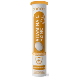 Sanon Vitamin C + Zinc Orange Flavor 20 Effervescent Tablets