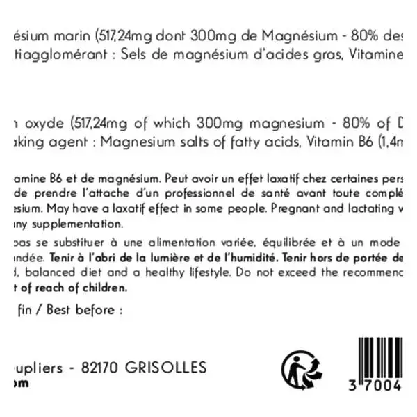 Belle & Bio Magnesio Marino y Vitamina B6 120 cápsulas blandas