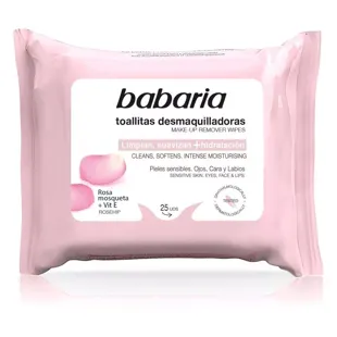 Babaria Rosehip Makeup Remover Wipes 25 units