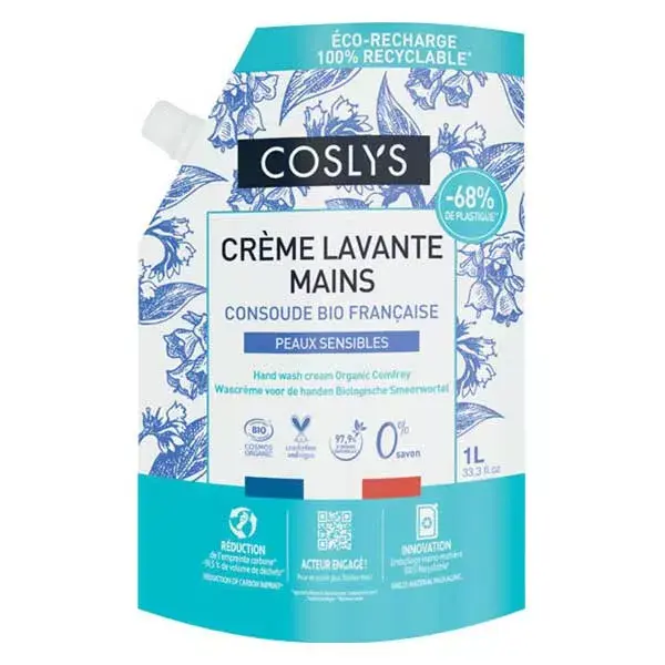 Coslys Crème Lavante Mains Consoude Bio Doypack 1L