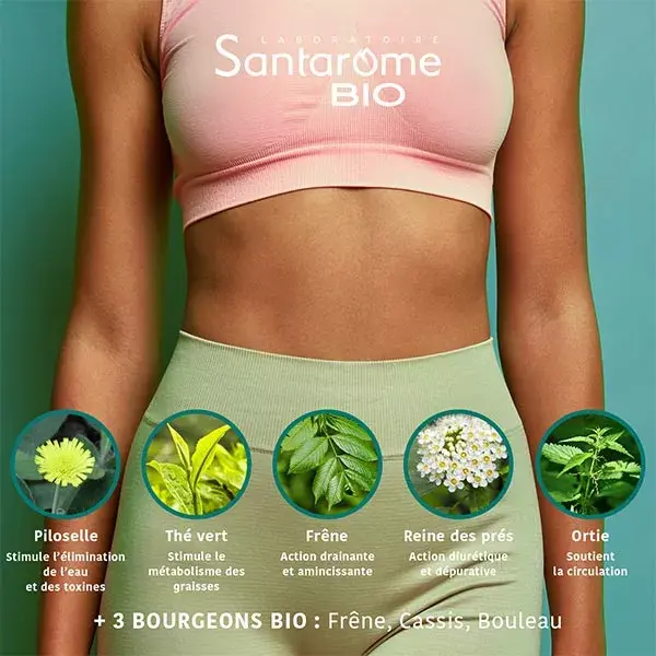 Santarome Bio - Rétention d'Eau Bio - Complément minceur - 15 comprimés