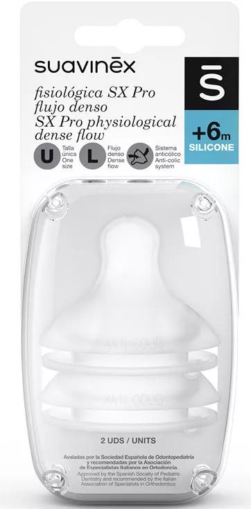 Suavinex Fysiologische Speen Flow L Silicone + 6m 2 Stuks