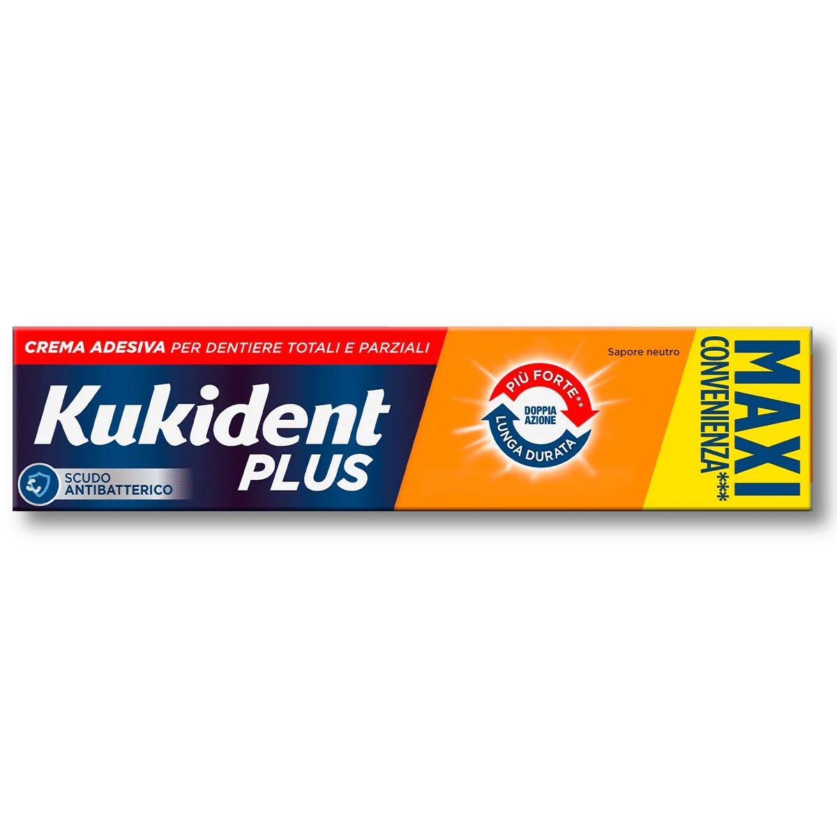 Kukident Plus Doppia Azione Crema Adesiva Per Dentiere Totali E Parziali 65 g