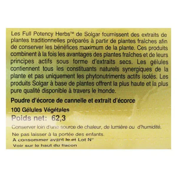 Solgar Cinnamon 100 vegetarian capsules