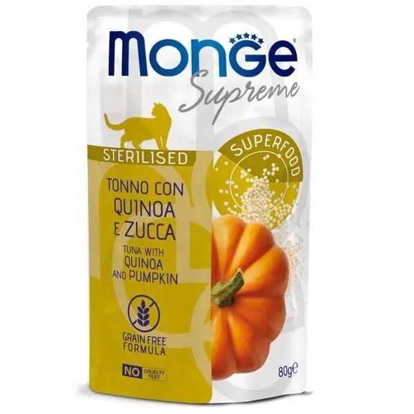 Monge Supreme Pezzetti Di Tonno Con Quinoa Zucca Cibo Per Gatti Adulti Sterilizzati 80G