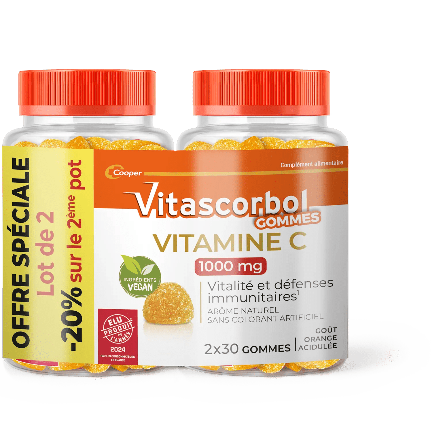 Vitascorbol Gommes Complément alimentaire Vitamine C 1000 mg Vitalité 2x30 Gommes