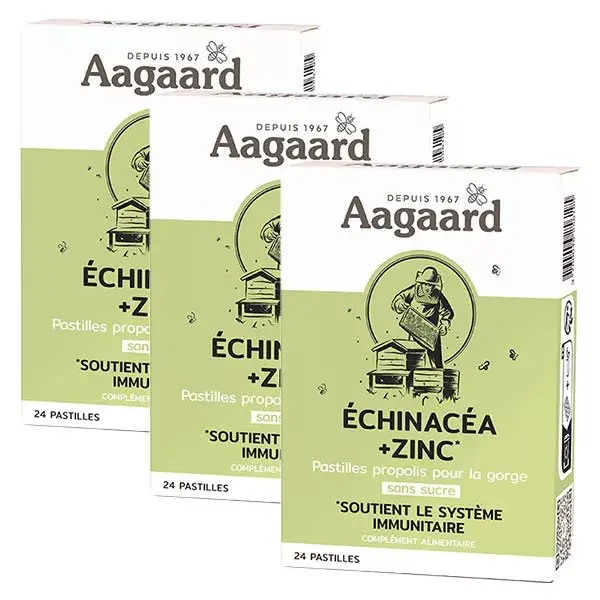 Aagaard Propolentum Echinacea et Zinc Lot de 3 x 24 pastilles