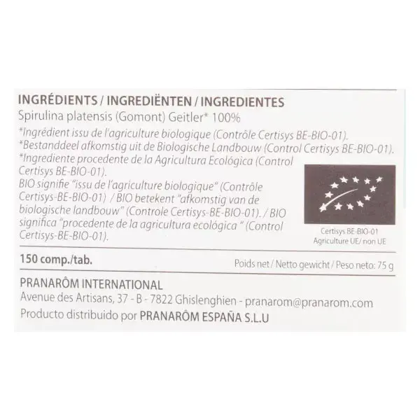 Pranarom Micro-Algues Spiruline Bio 150 comprimés
