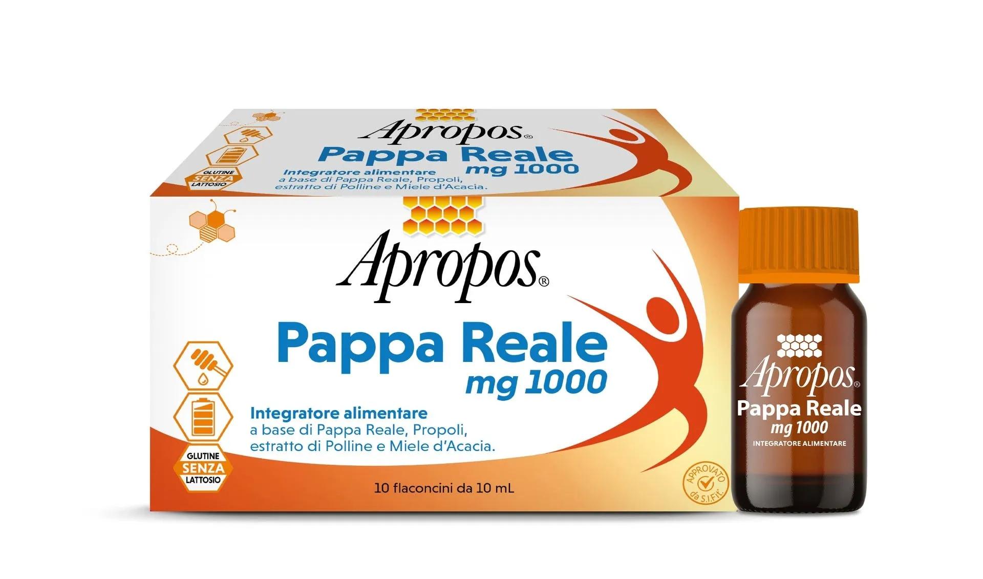 Apropos Pappa Reale 1000 Mg Integratore di Pappa Reale Con Miele D'Acacia 10 Flaconcini