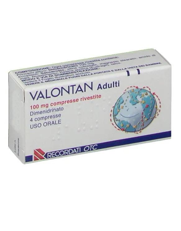 Valontan Adulti 100 mg Dimenidrinato Antinausea 4 Compresse Rivestite