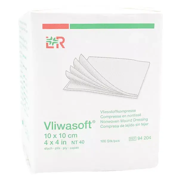 L&R Vliwasoft Compresse en Non-Tissé Non-Stérile 10x10cm 100 compresses