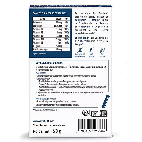 Granions Decontratturante Muscolare Fort - 30 Compresse da mordere