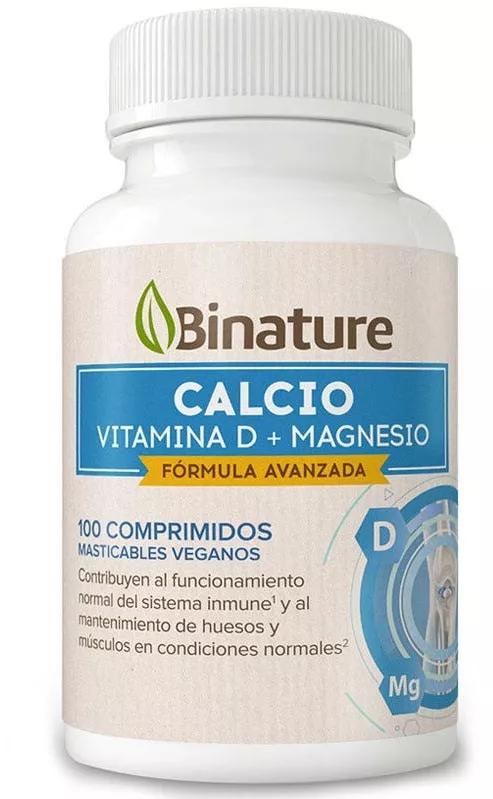 Binature Calcio, Vitamina D y Magnesio 100 Comprimidos Masticables