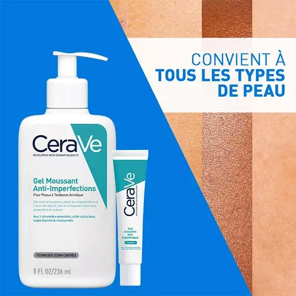 Cerave Routine Anti-Imperfections Gel Moussant Anti-Imperfections 236ml & Soin Concentré Anti-Imperfections 40ml