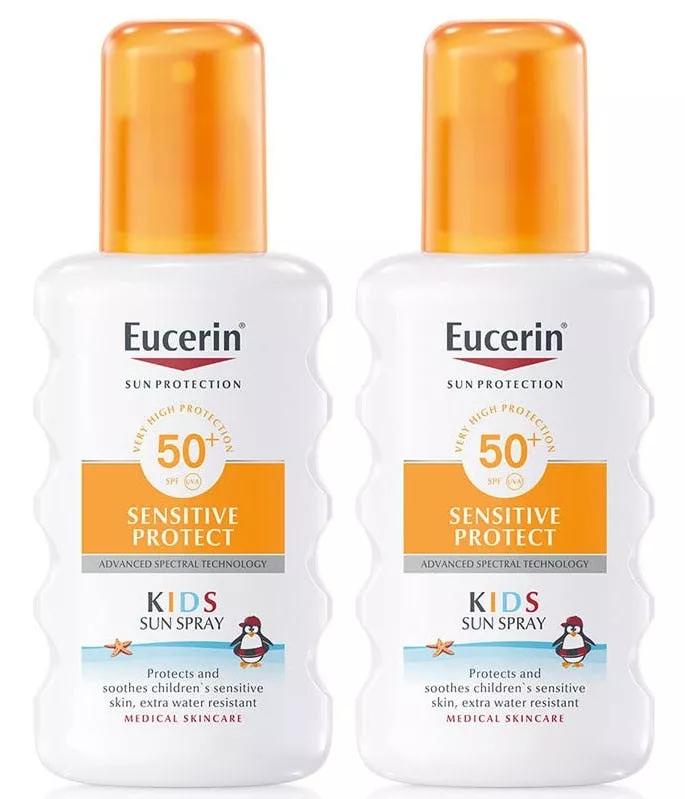 Confezione Duplo Eucerin Spray Solare Sensitive Kids SPF50 + 200ml