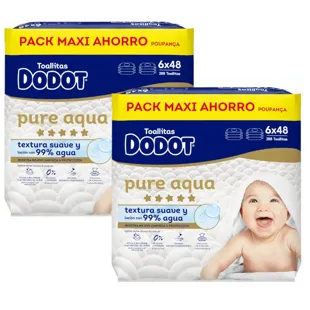 Dodot Pure Aqua 0% Plastic Wipes 12x48 units