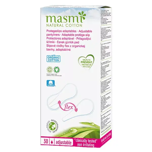 Masmi Protèges-slip Coton Bio Adaptable 30 unités