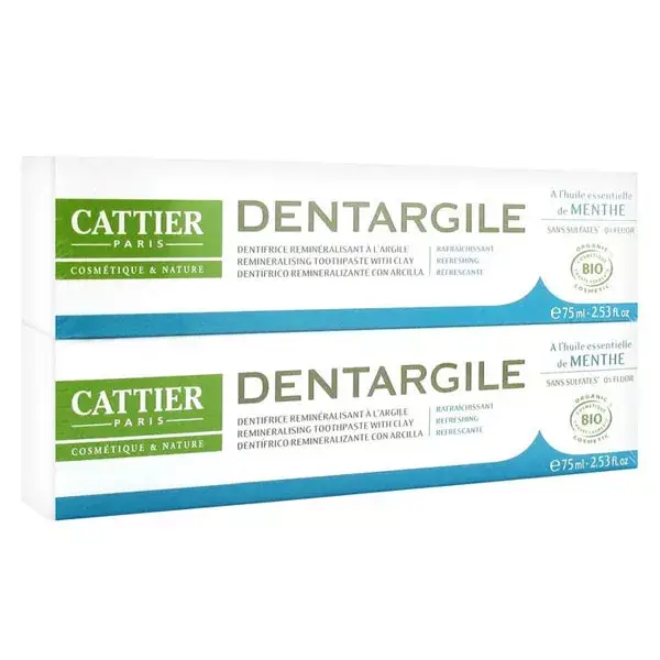 Cattier Dentargile Dentifrice Menthe Bio Lot de 2 x 75ml