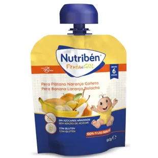 Nutribén Fruta&Go Pera, Plátano, Naranja y Galleta 90 gr