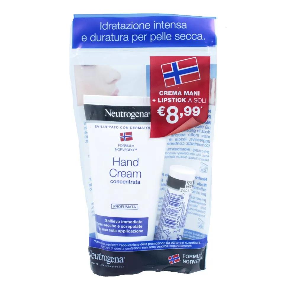 Neutrogena PROMO Crema Mani Idratante Con Profumo + Lipstick Labbra Secche