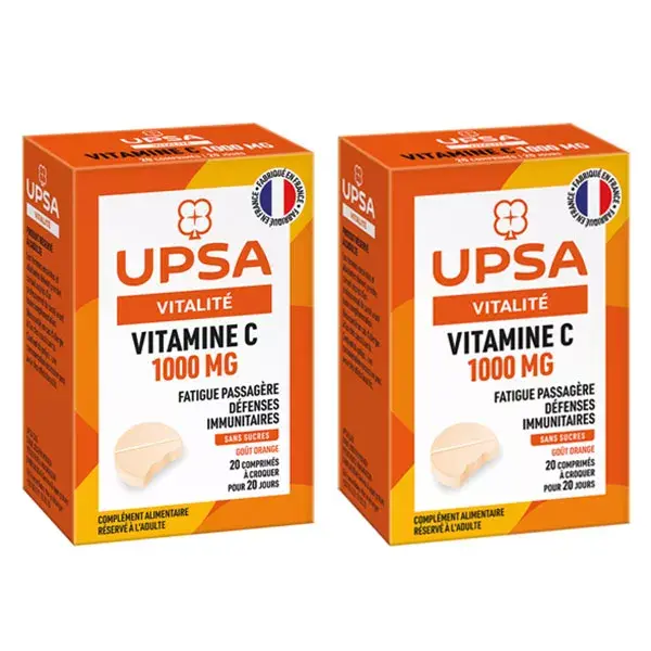 UPSA Lot Promo Vitamine C 1000mg 2x20 comprimés à croquer