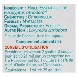 Puressentiel Huile Essentielle Eucalyptus Citronné Bio 10ml