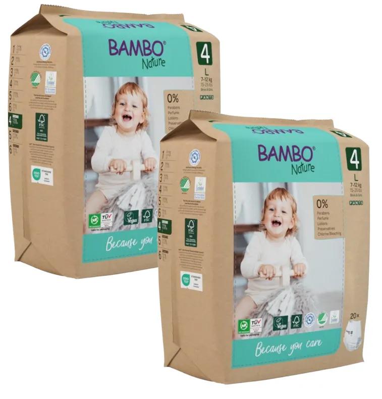 Pantalons Nature Bambo T4 (7-14 Kg) 2x20 pcs