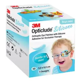 3M Opticlude Silicone Pansements Orthoptiques Boys Mini 5cm x 6cm 50 unités